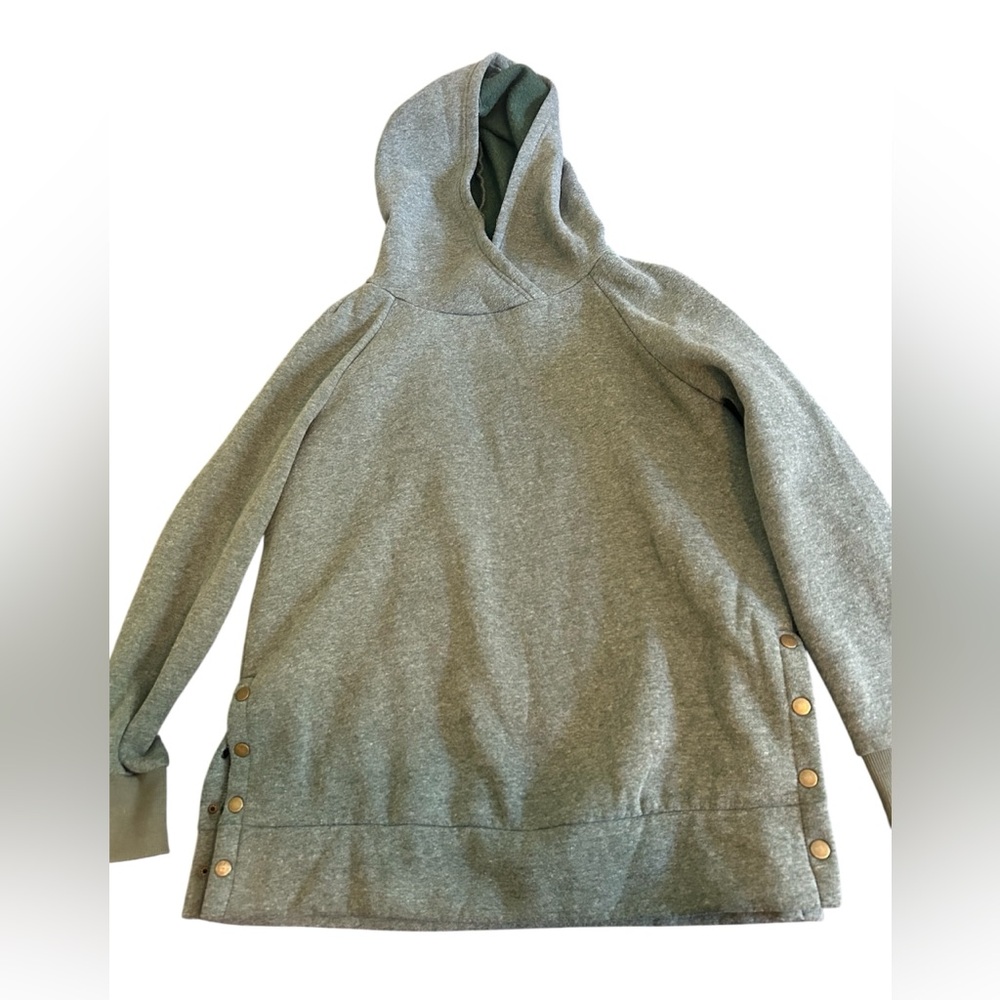 Green Snap Side Hoodie XL Cozy Oversized Sweatshirt